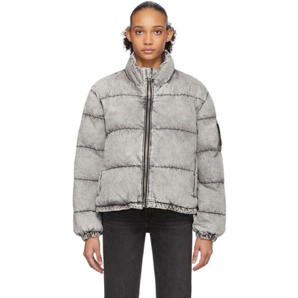Alexander Wang bleached denim puffer jacket (repaired) - Picture 1 of 8